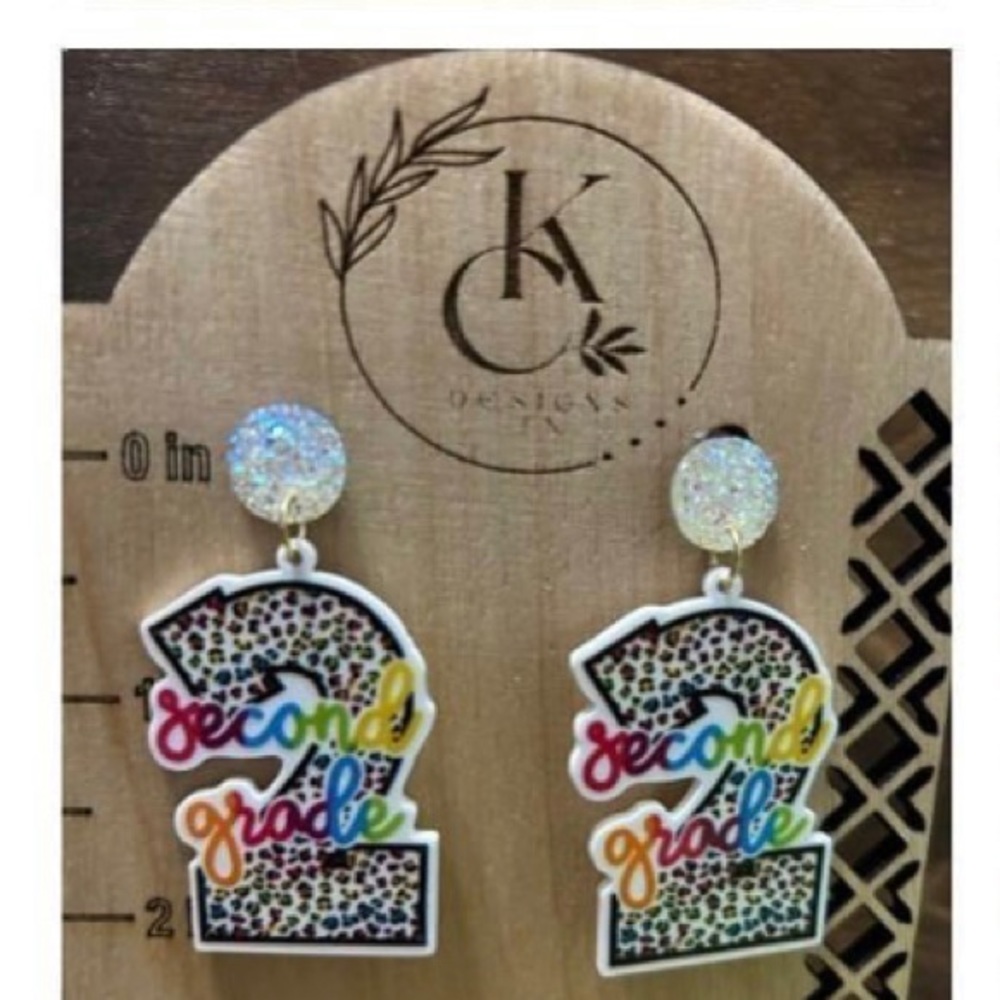 Second grade teacher earrings